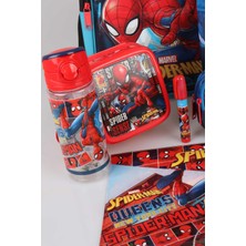 Marvel Spider-Man Lisanslı Spıderman Okul Beslenme Ve Kalem Çantası Matara Beslenme Kabı Ile Full Kırtasiye Seti