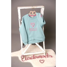 Yeşil 3 Ip Şardonsuz Salaş Kesim Kız Çocuk Sweatshirt(Tamamen Pamuklu)
