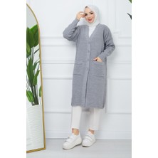 Pamuk Butik Kadın Düğme Kapamalı Cepli Triko Hırka -PMK264