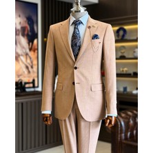 Terzi Adem Altun İtalyan stil slim fit erkek ceket pantolon takım elbise vizon T12717