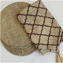 Dream Home  Aslı Amerikan&servis,hasir Kahve Moroccan Runner.ve 6'li Hasir Mdf Supla Takim