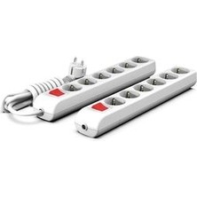 Borsan 6'lı 3 Metre Topraklı Anahtarlı Grup Priz Beyazuzatma ( Ara Kablo)