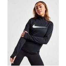 Nike Dri-Fıt Swoosh Çeyrek Fermuarlı Uzun Kollu Kadın Koşu Tişört DX0952-010