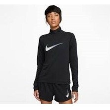 Nike Dri-Fıt Swoosh Çeyrek Fermuarlı Uzun Kollu Kadın Koşu Tişört DX0952-010