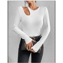 Charango Kadın Omuz Detay Cut Out Bodycon Likralı Bluz