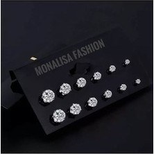 Mona Lisa Kadın Gümüş Zikron Taşlı 12'li Küpe Seti Gümüş Renkli Şık Tasarım