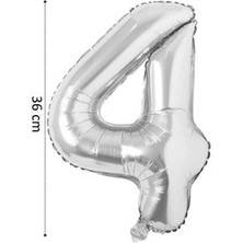 Asöy Gümüş Rakam Folyo Balon 36 cm 16INÇ Küçük Boy Rakam Folyo Balon 36CM Gümüş Folyo Balon