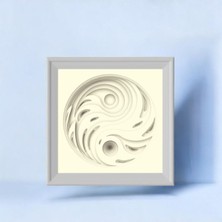 Cutline 3D Lazer Kesim Mukkava Yin Yang Tablo - 30X30 cm Çerçeveli Modern Sanat