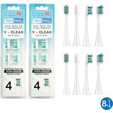 Denthauz Super Set - V Clean Sonic Soft Temizlik - Philips Sonicare Uyumlu 8 Adet Yedek Başlık