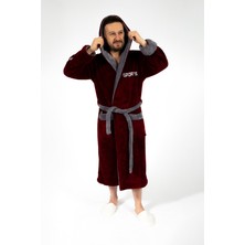 Milays Life Home Collection Welsoft Ultra Lüks Ve Ultra Yüksek Kaliteli  Erkek Sport Nakış Uzun Tip .Çift  Renk Sabahlık Bornoz
