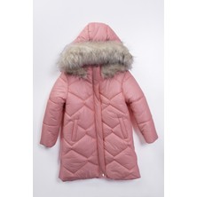 Podium Giyim Trend Özel Soft Kumaş Su Itici Kumaş Kapitone Içi Kürklü Cepli Varaklı -Kapüşonlu Kışlık Kaban-Mont