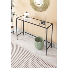 Dekopratik Metal Dresuar Siyah Renkli Şeffaf Camlı Modern Tasarım 100x30x78 cm