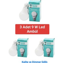 Moss 3 Adet LED Ampül 9W Beyaz