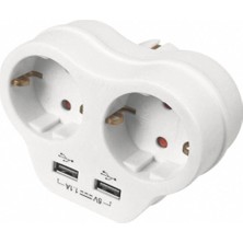 Topraklı 2 USB Çıkışlı Fiş Priz (1.1A)