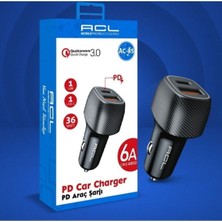 Araç Çakmaklık Şarj Aleti 36W Pd Type-C ve USB Çıkışlı Hızlı Şarj Qc 3.0 6A