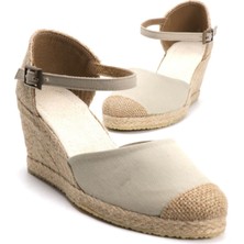 Star Tombis Elişi Bej Kadın Dolgu Topuk Espadril Handmade