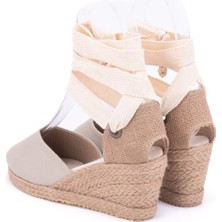 Star Tombis Elişi Ipli Bej Hasır Dolgu Topuk Keten Hasır Espadril Handmade