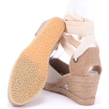 Star Tombis Elişi Ipli Bej Hasır Dolgu Topuk Keten Hasır Espadril Handmade