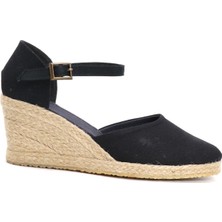 Star Tombis Elişi Siyah Kadın Dolgu Topuk Espadril Handmade