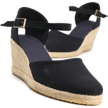 Star Tombis Elişi Siyah Kadın Dolgu Topuk Espadril Handmade