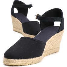 Star Tombis Elişi Siyah Kadın Dolgu Topuk Espadril Handmade