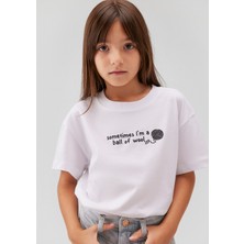 Mavi Kedi Baskılı Beyaz T-Shirt 7610227-620