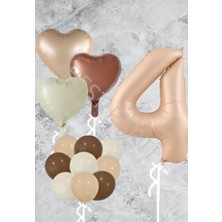 Bal10 Dünyası Kum Beji Kalp Rakam Folyo Ve Late x  Balon Seti Yaş 4