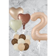 Best Parti Kum Beji Kalp Rakam Folyo Ve Late x  Balon Seti Yaş 2