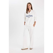 DeFacto Wide Leg Geniş Bol Paça Eşofman Altı Beli Lastikli Cepli Basic Düz D3759AX24AU