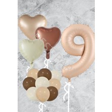 Best Parti Kum Beji Kalp Rakam Folyo Ve Late x  Balon Seti Yaş 9