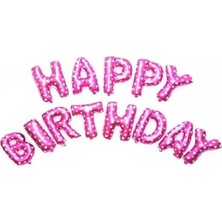 Best Parti Happy Bırthday Pembe Puanlı Folyo Balon Seti