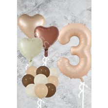 Best Parti Kum Beji Kalp Rakam Folyo Ve Late x  Balon Seti Yaş 3