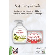 Hacı Şakir Zeytinyağlı  Sıvı Sabun 300 Ml, Gül Kokulu Banyo Sabunu 4 x 150 gr ve Rosıe