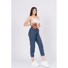 MissVina Mini Çanta Kemer Detaylı Keten Kumaş Dabıl Paça Kısa Pantolon