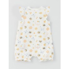 LC Waikiki Lcw Baby Bisiklet Yaka Desenli Kız Bebek Tulum