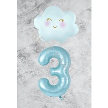 Rönesans Parti Mavi Rakam Bulut Folyo Balon Seti Yaş 3