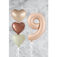 Rönesans Parti Kum Beji Kalp Rakam Folyo Balon Seti 9 Yaş