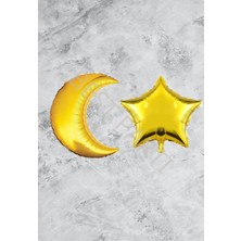 Rönesans Parti Ay Yıldız Gold Renk Folyo Balon Seti