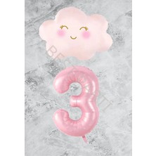 Rönesans Parti Pembe Rakam Bulut Folyo Balon Seti Yaş 3