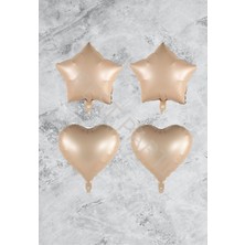Rönesans Parti Kum Beji Renk Yıldız Kalp Folyo Balon Seti