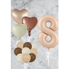 Rönesans Parti Kum Beji Kalp Rakam Folyo Ve Late x  Balon Seti Yaş 8