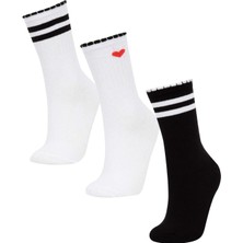 DeFacto Kız Çocuk 3'lü Pamuklu Uzun Çorap C8046A8NS