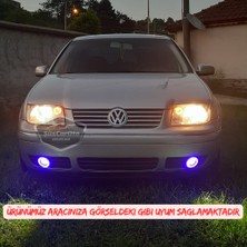 ŞüsCarOto Aksesuar Vw Bora 1998-2006 Uyumlu Üniversal Mercekli Angel Sis Farı Metal Su Geçirmez 76 mm Mavi Halkalı Gündüz Farı Angel Eyes 2 Adet