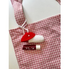 Amigurumi Örgü Mantar Lip Balm Kılıfı, Lip Gloss Kılıfı, Çanta Aksesuarı, El Yapımı Hediyelik