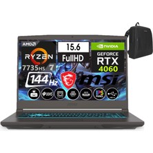 MSI Ms Thin A15 15 Amd Ryzen7 7735HS 24GB Ddr5 4tb SSD 8GB/RTX4060 Freedos 15.6" 144 Hz Fhd IPS Taşınabilir Bilgisayar B7VF-075XTRW04+WEBLEGELSINÇANTA