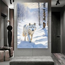 Emilart Soyut Beyaz Kurt Ev Dekorasyon Kanvas Tablo