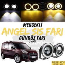 ŞüsCarOto Aksesuar Fiat Doblo D3 2010-2015 Uyumlu Üniversal Mercekli Angel Sis Farı Metal Su Geçirmez 76 mm Sarı Halkalı Gündüz Farı Angel Eyes 2 Adet