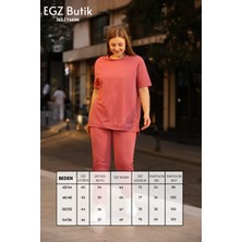 Egz Butik Basic Bisiklet Yaka Gül Kurusu Ikili Takım