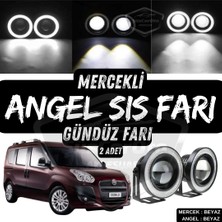 ŞüsCarOto Aksesuar Fiat Doblo D3 2010-2015 Uyumlu Üniversal Mercekli Angel Sis Farı Metal Su Geçirmez 76 mm Beyaz Halkalı Gündüz Farı Angel Eyes 2 Adet