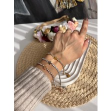 In Accessories Zirkon Taşlı Ortası Rose Yıldız Detaylı Kadın Çelik Bileklik